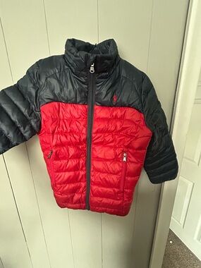 Polo by Ralph Lauren Kids Red and Black Quilted Puffer Jacket with Logo